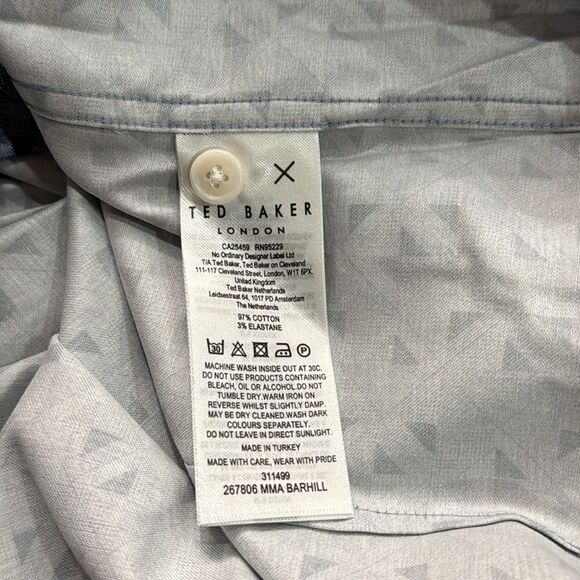 NWT Ted Baker Blue Barhill Square Ombre geometric Shirt Size 2 US S - Picture 8 of 12